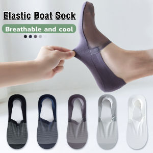 Elle 1pair Ultra-thin Men Boat Socks Elastic Sock Comfortable Non-slip Invisible