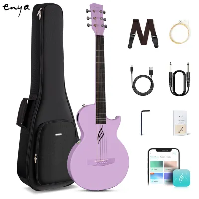 Enya NOVA Go SP1 Carbon Fiber Electric acoustic Guitar with Smart AcousticPlus 35 Inch Travel Guitar of Gig Bag Strap Charging Cable Instrument Cable electric guitar strings