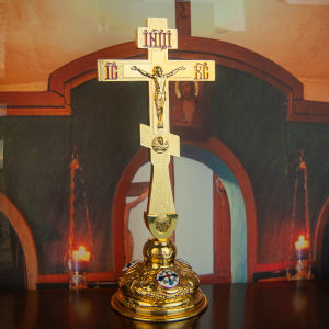 13.6 นิ้ว Orthodox CrossOrthodox Standing CrossOrthodox Hand CrossOrthodox Crosses ของขวัญเดสก์ท็อปตกแต่ง