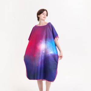 Cosmic pattern ultra-fine fiber quick drying bathrobe cape for adults with hats portable suitable for swimming pools and beach