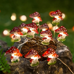 1pc Small Mushroom Shaped String Light Copper Wire Garland Fairy Lamp Battery Powered For Home Garden Holiday Festival Decor