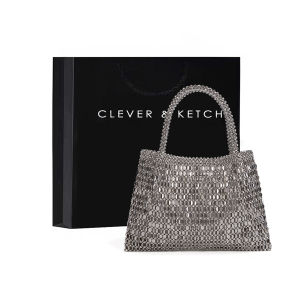 Shiny Metal Beaded Shoulder Handbag Womens Retro Bucket Bag Soft Cotton Lining Summer 2022 Fashion Trend Clever&Ketch