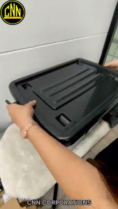 CNN กล่องพลาสติกเก็บของ 60 ลิตร สีดำ 2 ใบมีล้อเลื่อน ทนทาน สำหรับจัดเก็บ
