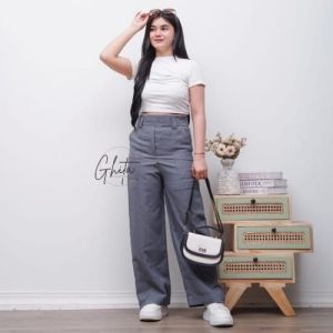 Diora Highwaist Pants - Celana Kulot Wanita Straight Cut Pants Anti Kusut