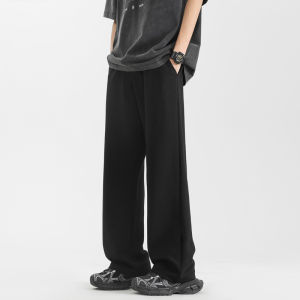 White Casual Pants for Men Loose Fit Straight Leg Sporty Style Spring Autumn New Trendy Brand Wear Resistant Polyester Fiber