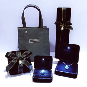 Velvet LED Jewelry Box for Rings Necklaces Bracelets Pins