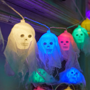 Halloween Decorative Wall Skull Gauze Hanging Flag Ribbon Hanging Flags Latte Art Holiday Atmosphere Store Ambience Light