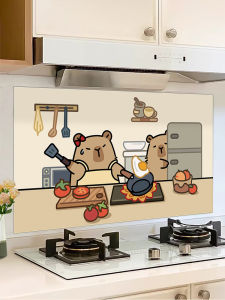 Cartoon Kitchen Anti-Oilproof Wall Sticker Waterproof Fireproof High Temperature Resistant Kitchen Ventilator Adhesive Self-Adhesive For Home Decorative Wall Sticker