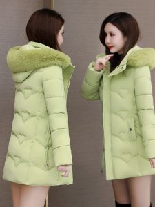 Winter New Style Womens Thickened Long down Cotton Jacket Fashionable Fur Collar Warm Cozy Korean Version Commute Style