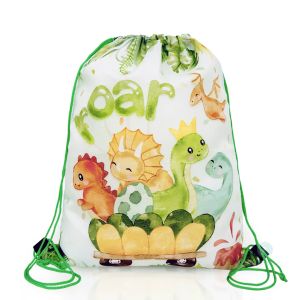 GeeParty 1pc Dinosaur Gift Drawstring Backpack String Bag Candy Pouch for Birthday Party Supply