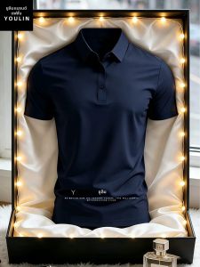YOULIN | Cool Quick-dry Dark Navy Ice Silk Short Sleeve Polo Shirt
