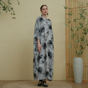 New Chinese Minimalist Y83 Slimming Robe Loose Long Sleeve Artistic Retro Dress Elegant Atmosphere Single Piece Summer Long Dress