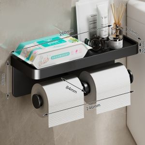 Giá Đỡ Giấy Vệ Sinh Bằng Hợp Kim Nhôm Treo Tường Không Cần Khoan Phụ Kiện Phòng Tắm