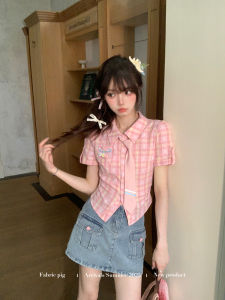 Sweet Campus Style Slim Fit Pink Gingham Shirt