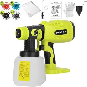 Máy Phun Sơn Điện Cầm Tay Không Dây HVLP Bình Chứa 1000ML Tương Thích Với Pin Ryobi 18V - Súng Phun Sơn Tự Làm Tại Nhà