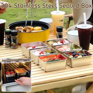 304 Stainless Steel Fresh-keeping Box Sealed And Fresh-keeping Thickened Kitchenware Square Food Container Canteen