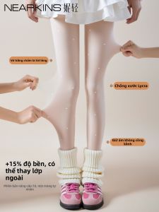 NEARKINS | Leggings Dày Ấm Trắng Chấm Bi Chống Xước