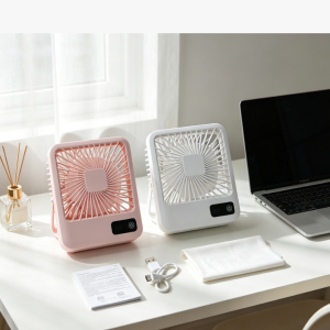 Quạt Để Bàn Có Thể Sạc Lại Bằng USB Di Động Có Thể Gập Lại Cá Nhân Siêu Yên Tĩnh 5 Tốc Độ Với Màn Hình Hiển Thị Mức Công Suất Máy Làm Mát Không Khí