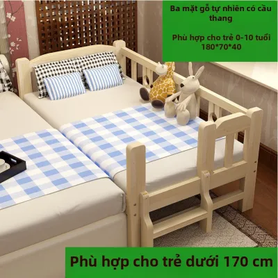 Giường Trẻ Em Phong Cách Công Chúa Gỗ Nguyên Khối có Lan Can
