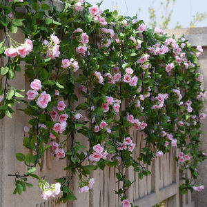 Flower vine 45 Heads Artificial Flower Rattan Artificial rattan 2.3M Fake Silk Rose/Cherry blossom Flower Vine Ivy Flower Artificial Flower Holiday Wedding Home Decoration Garden Floral Wreath Rattan