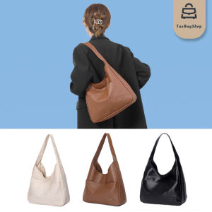 TasBagShop Soft PU Leather Tote Bag Large Capacity Women Bucket Bag Commuter College Students Shoulder Bag
