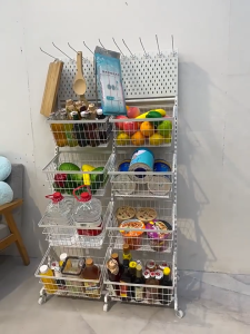 COHF Snack Storage Trolley | Iron Kitchen Trolley Organizer | Multi-Tier Mobile Fruit & Vegetable Storage Rack | Seasoning & Cookware Organizer