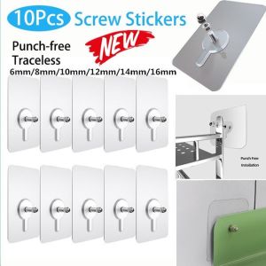HCCM 10Pcs Punch-Free Screw Sticker Non-Marking Hook Wall Picture Hanging Kitchen Bathroom Hanger Hook