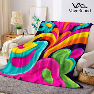 neon psychedelic swirl Flannel Blanket Warm Soft Halloween Christmas Decorative Couch Warm Cozy All-Season Gift