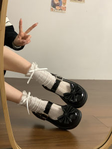 Korean Style Butterfly Knot Mary Jane Shoes Womens Fashion Thick Bottom Versatile Spring Summer PU Leather Flat Heel Slip-On