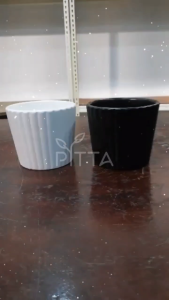 White/Black Straight Line Design Ceramic Pot 白/黑直线设计陶瓷盆 (PL11001WH/PL11001BK)