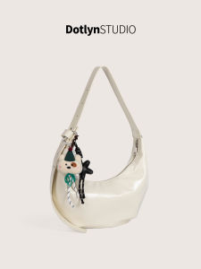 Dotlyn Lazy Style Pure Color Handbag Dumpling Shape New Moon Bag Single Shoulder Commuter Bag Womens Fashion Early Spring