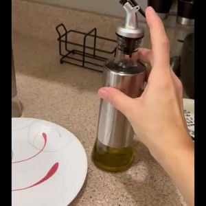 1/2PCS Glass Oil Bottle Olive Oil Dispenser Switch with Scale Sauce Seasoning Container Kitchen Outdoor Barbecue Supplies