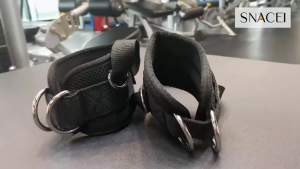 Adjustable D-Ring Ankle Straps for Leg Strength and Cable Machine Workouts with Buckle Support