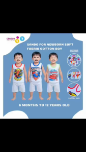 6 Pcs Muscle Sando Tops For Baby Boys Printed Colored Lining Character Kids Toddler Newborn to 13 Years Old