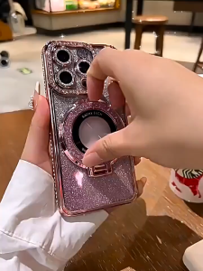 เคสโทรศัพท์มือถือ เคสไอโฟน iPhone 17 16 13 12 11 14 15 Pro Max Plus รุ่นหรูหรา ประดับคริสตัลเคลือบเงา พร้อมแม่เหล็กยึดติด ป้องกันการกระแทก