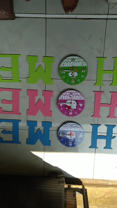 Jam dan Hiasan Dinding Modern Abjad HOME / jam dinding karkater huruf timbul home