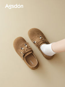 Agsdon Womens Soft Bottom Birkenstock Shoes 2025 Autumn New Thick Heel Tassel Single Shoes Casual Roman Style Glue Shoes