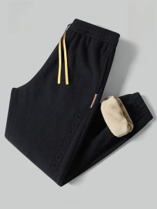 ROMON | Loomen Mens Fleece Lined Pants Thick Winter Loose Fit Sweatpants Casual Long Trousers Youthful Style Polyester Fiber