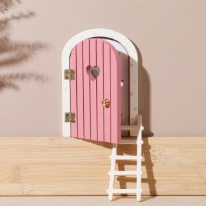 Wooden Miniature Elf Door Toy DIY Mini House Accessories Furniture Simulation Miniatures Toy Baby Pretend Play Toy Gift