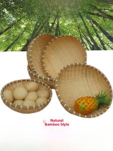 Bamboo Woven Storage Basket Kitchen Use Rice Washing Vegetable Cleaning Steamed Buns Organizer Small Caddy Fruit Basket