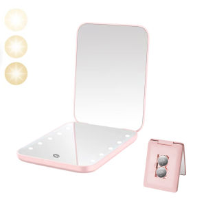 กระจกพกพาขนาดเล็กแบตเตอรี่แบบปุ่ม ซูม 2 เท่า การหรี่แสงแบบ Stepless 3 ระดับ - ของขวัญสร้างสรรค์ยอดนิยมสําหรับสุภาพสตรี