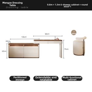 VANSO | French Cream Style Dressing Table  Cabinet Combo