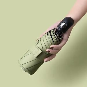 (Malina in stock)Fully automatic five fold eight bone mini pocket umbrella Black glue sunscreen and UV protection Rain and shine dual use