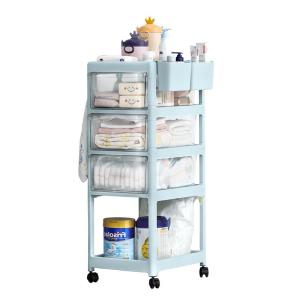 Multi-Layer Baby Care Stroller Storage Rack Feeding Table Mobile Organization Hand-Pulled Cart Baby Supplies Storage Shelf