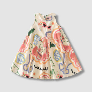 Summer Princess Dress Girls Cotton Vest Skirt Beach Style Childrens Clothing Korean Version Little Girl Dress Baby Vest Skirt