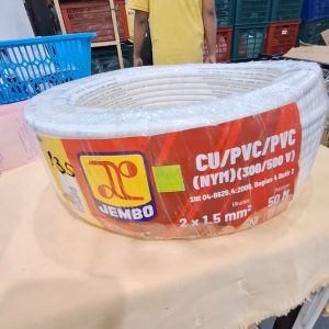 KABEL LISTRIK / KABEL NYM / KABEL JEMBO NYM 2 X 1.5 (HARGA UNTUK 1 ROLL=50 METER)