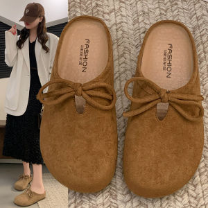 Lazy People Wear Baotou Slippers Outside: Women's New Thick-soled One-foot Suede Semi-slippers Boken Slippers
