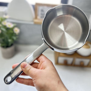 18/10 Stainless Steel Milk Pan ChockMen 12cm Hollow Handle Baking Oil Spill Hot Milk Small Pot Nordic Style Kitchen Cooking Utensil