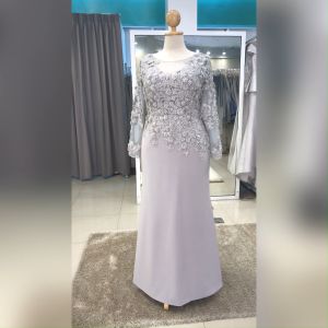 ชุดแม่เจ้าสาว คนอ้วน อวบ ใส่สวย PFL202--GRY เทา/เงิน