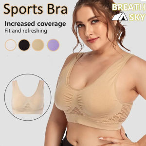 Sports Bra Plus Size Top Mesh Push-up Bras Breathable Padded Underwear Yoga Gym Running XL-4XL